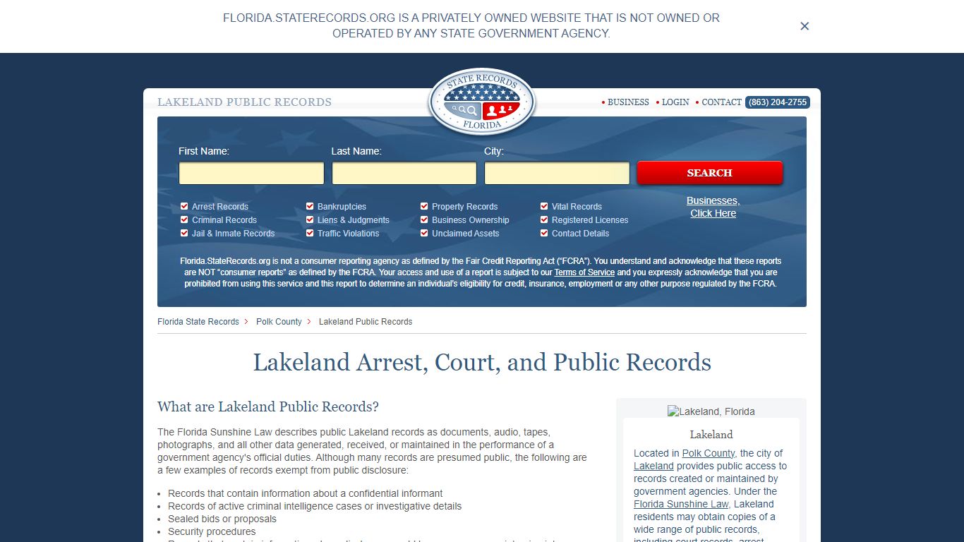 Lakeland Arrest and Public Records | Florida.StateRecords.org