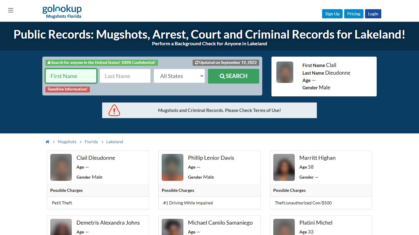 Mugshots Lakeland, Arrest Records Lakeland - GoLookUp